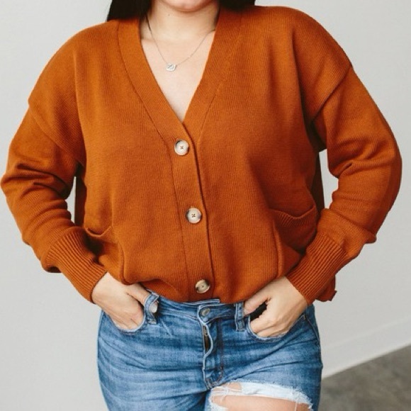 Goumi Sweaters - Goumi Organic Knit Button Down Cardigan Sweater Sienna Brown